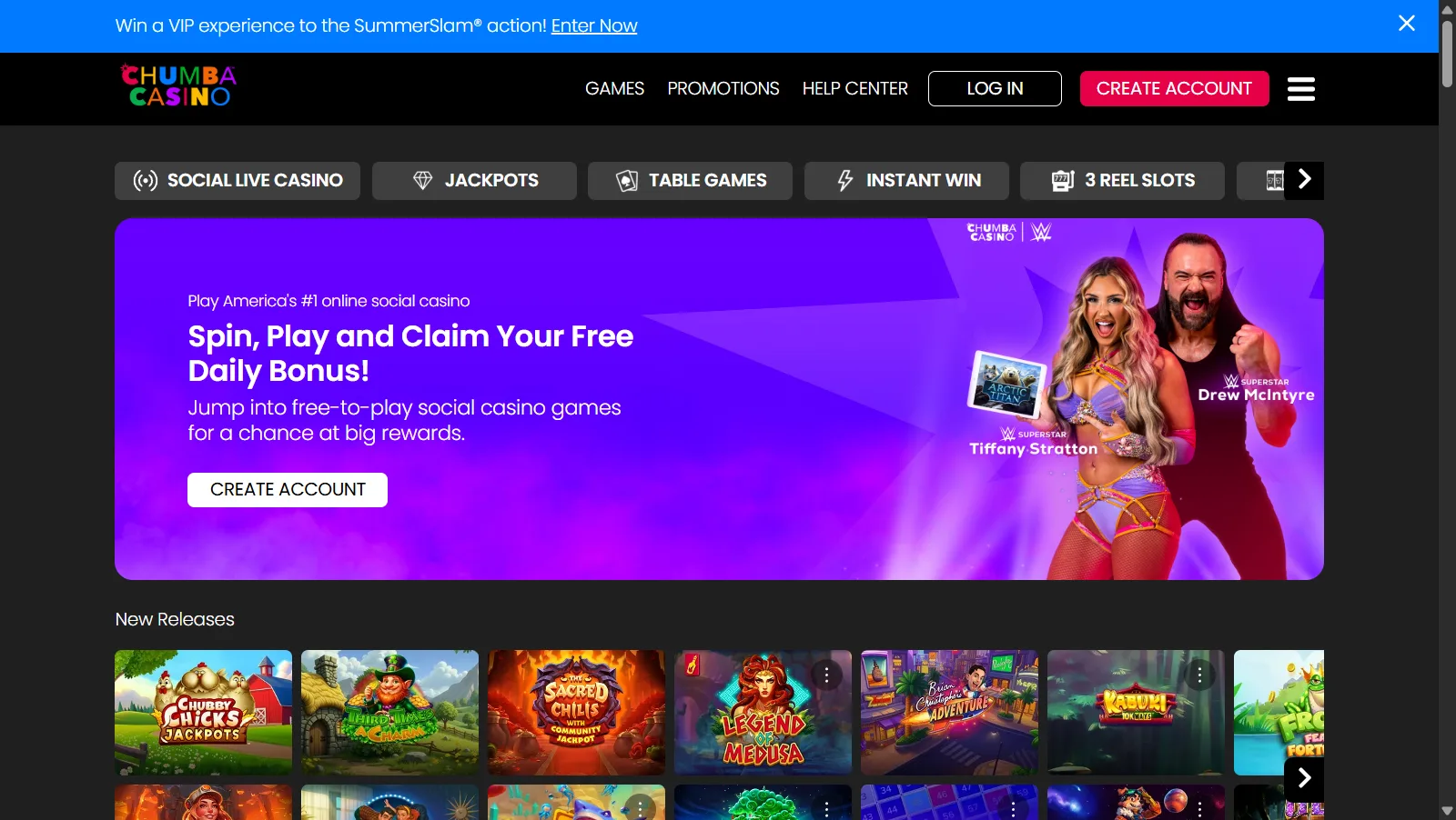 Chumba Casino daily bonus claim interface